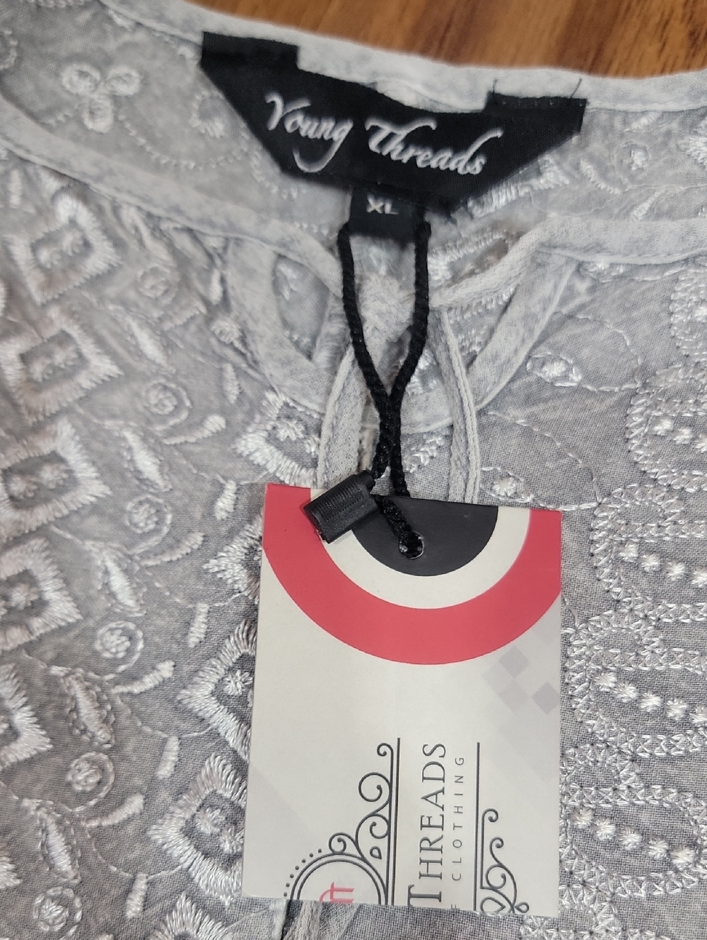 NWT Young Threads Embroidered Peasant Top